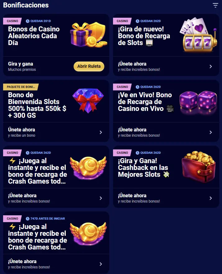 Una variedad de bonos exclusivos en Spinay Casino