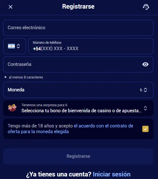 Crea una cuenta en Spinay Casino: instrucciones
